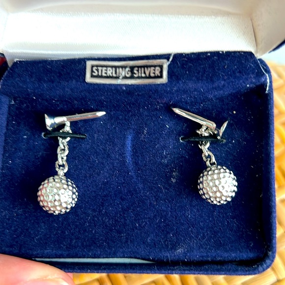 Vintage Brooks Brothers Sterling Silver Cufflinks Golf Ball And Tee Design - Picture 4 of 4